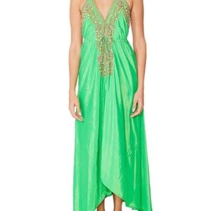 Mint Green Embellished Halter Cover Up Maxi Dress